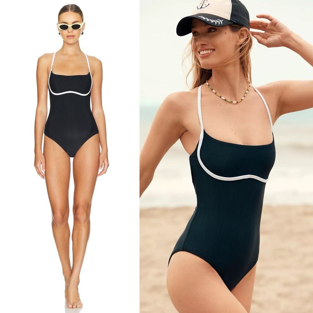 Beach Riot Faith One Piece Black & White Swimsuit XL